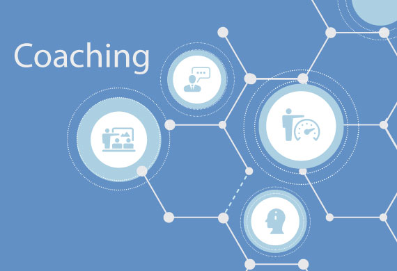 Circles are all connected with icons of people and word "Coaching" is displayed above