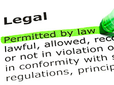 Dictionary displays definition of legal: "permitted by law, lawful, allowed..."