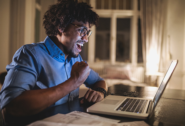 college student with computer